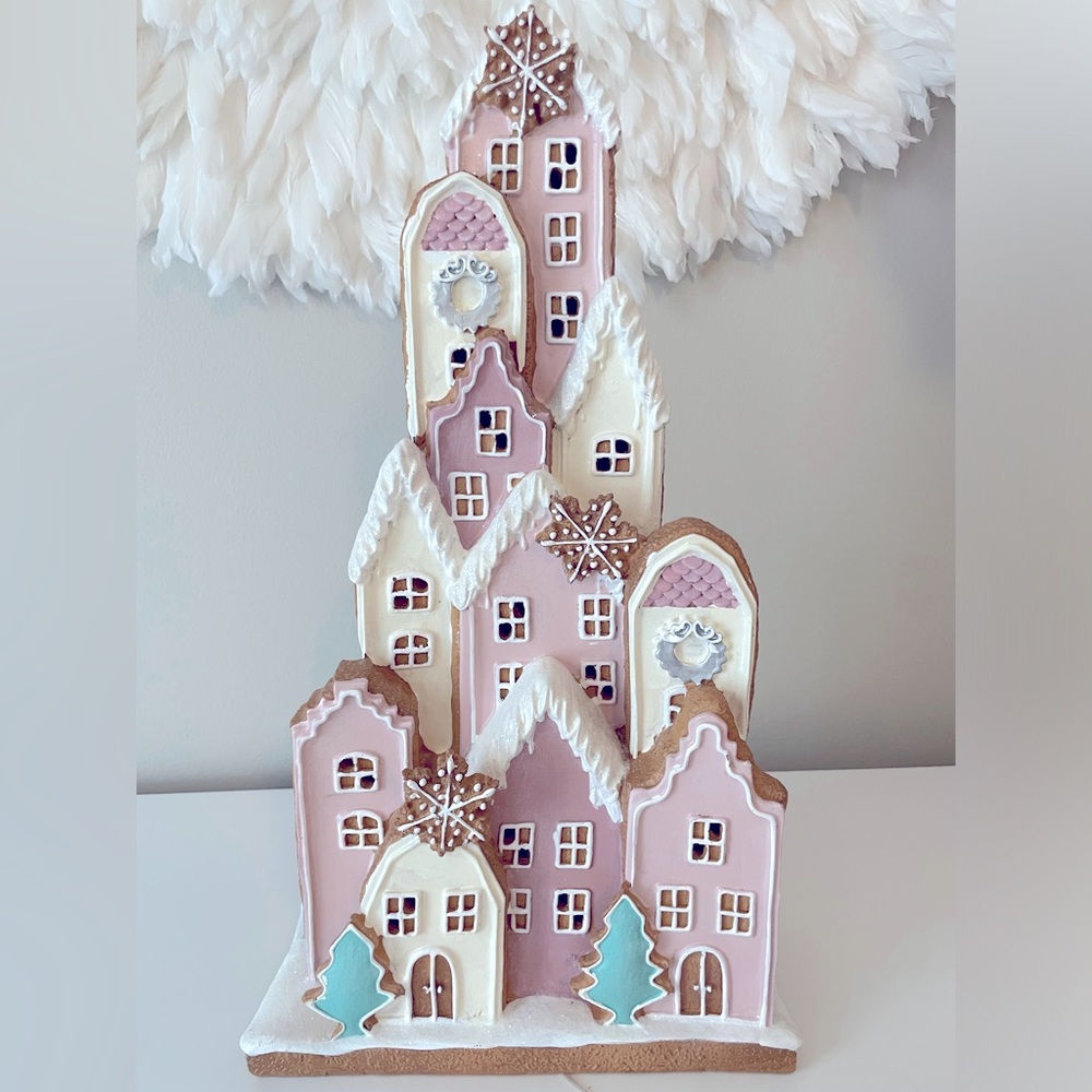 Cupcakes & Cashmere Pink Gingerbread House Village